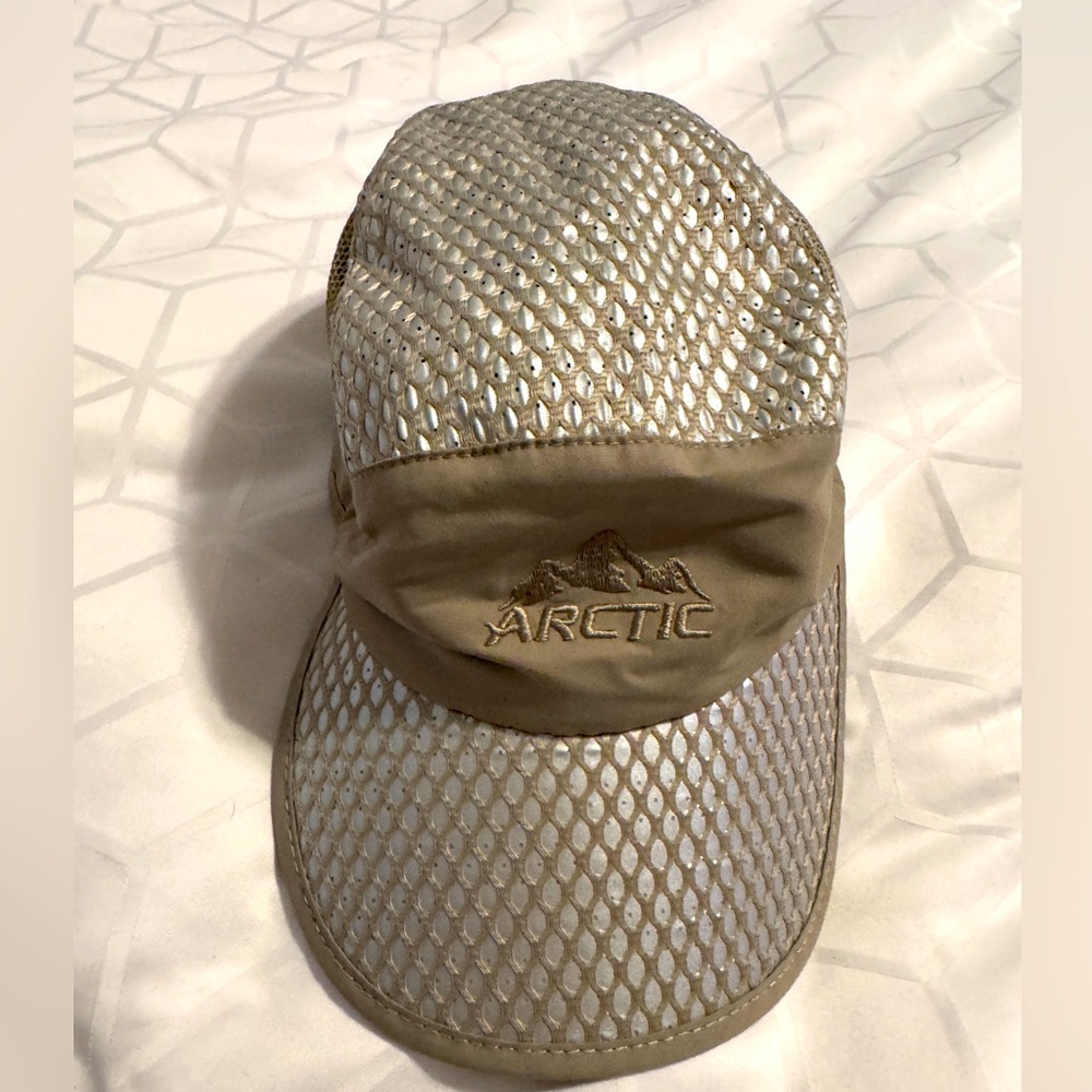 Artic Hat Evaporative Cooling Hat Adjustable Strap Beige Unisex EUC